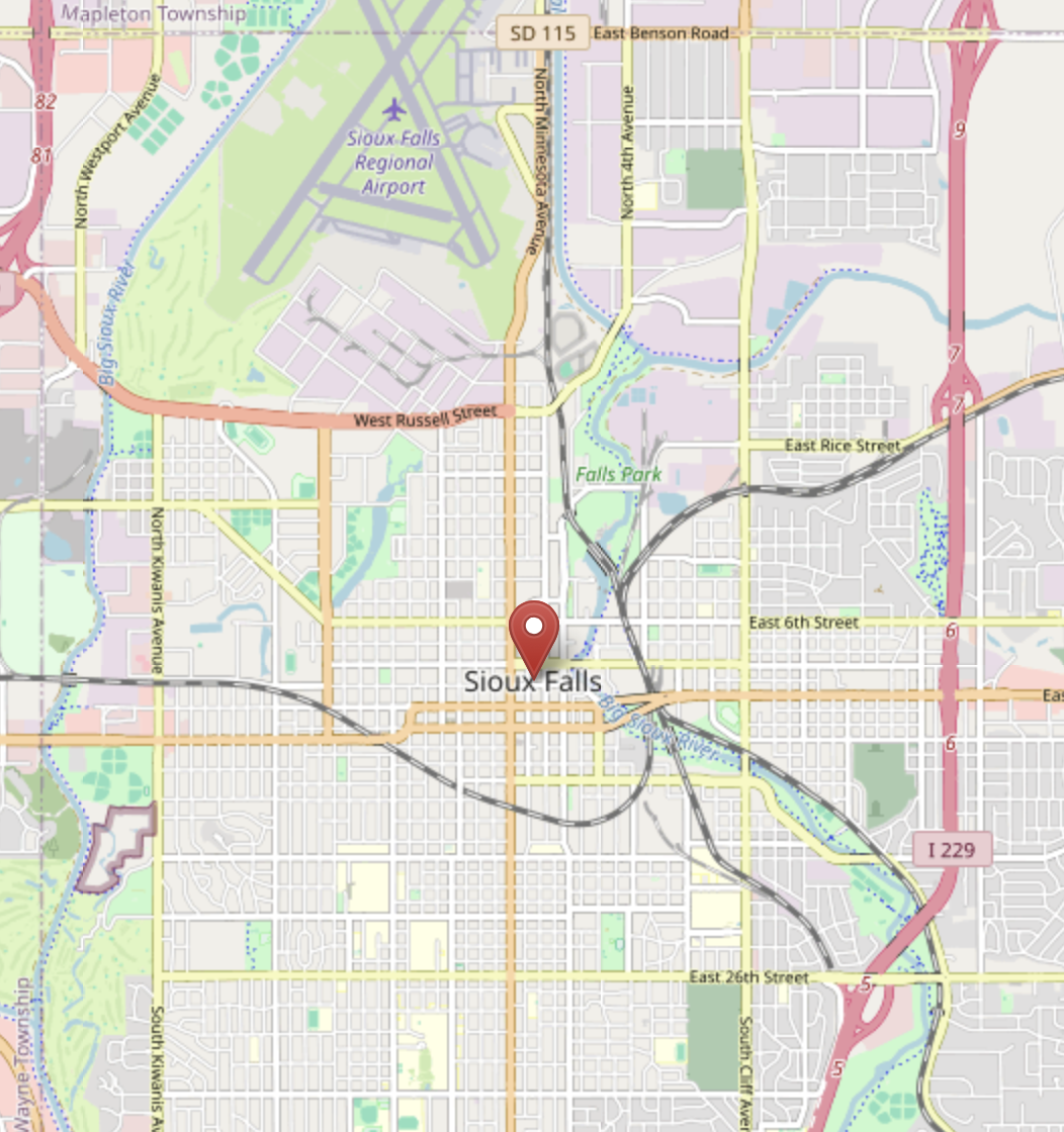 Sioux Falls, SD Map